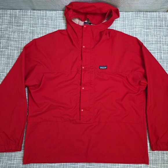 VTG PATAGONIA 1/2 Zip/Snap Anorak Hooded Red Men's L - Picture 7 of 10